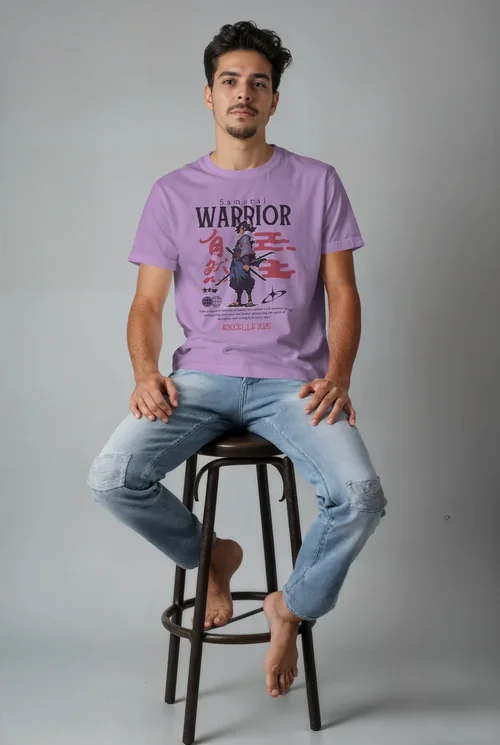 Mockup of T-Shirt with Soft Gray Background and Colors