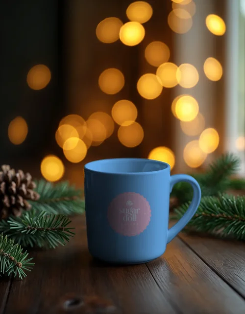 Elegant Mug Mockup with Festive Background and Colors