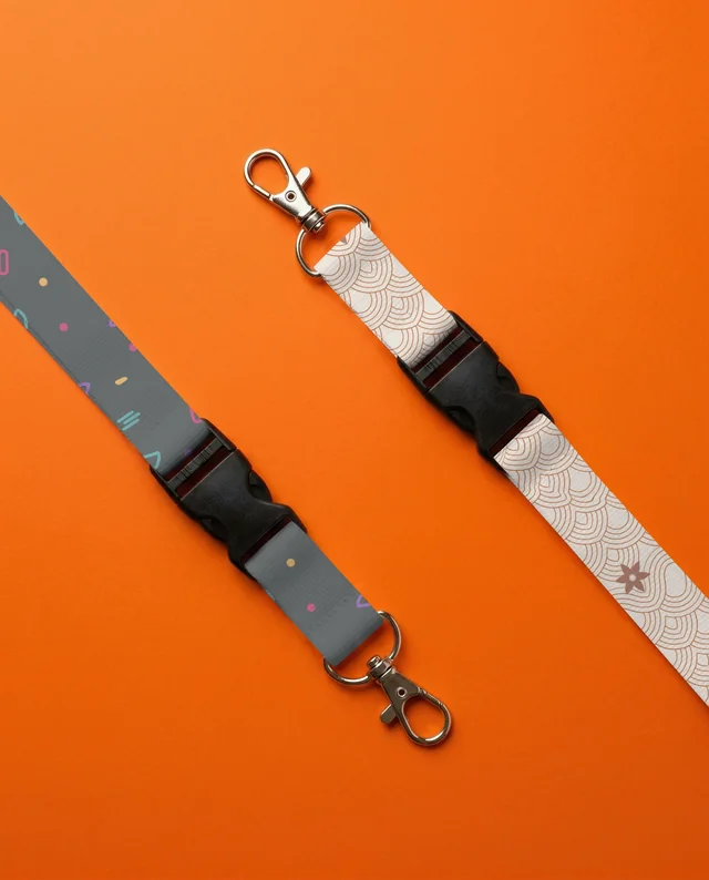Modern Lanyard Mockup on Vibrant Orange Background