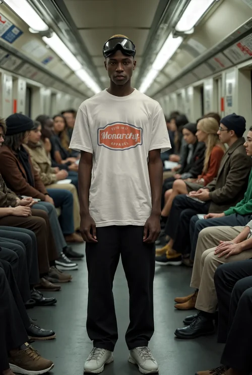 Urban Fashion Mockup T-Shirt in London Underground Scene