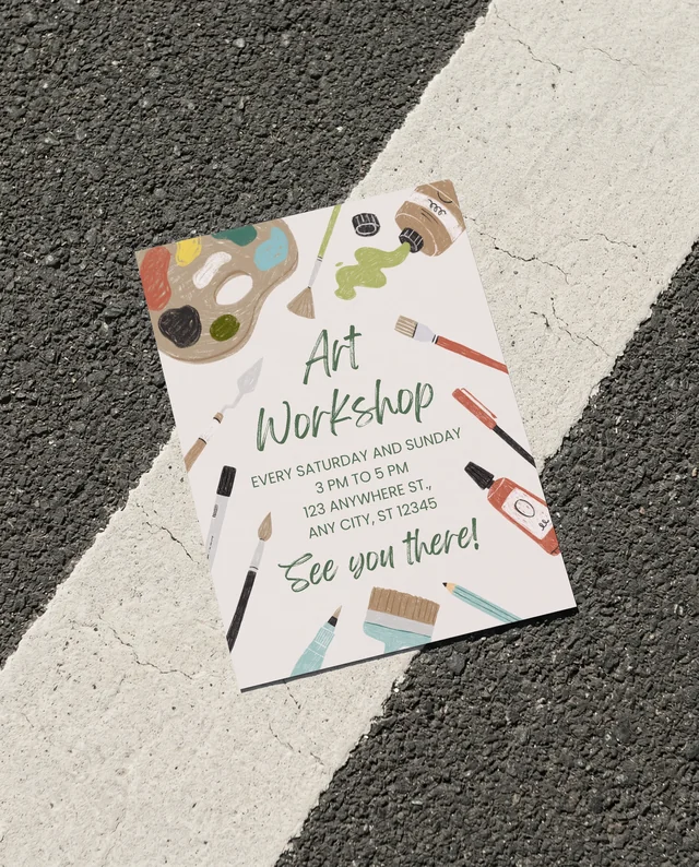 Minimalist Flyer Mockup on Textured Asphalt Surface