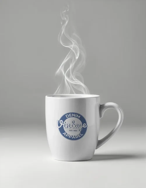 Elegant Mockup of a Glossy Mug on Neutral Gray Background