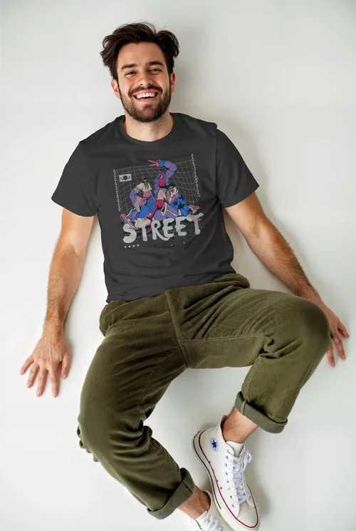 Bright Mockup of T-Shirt on Light Background with Colors