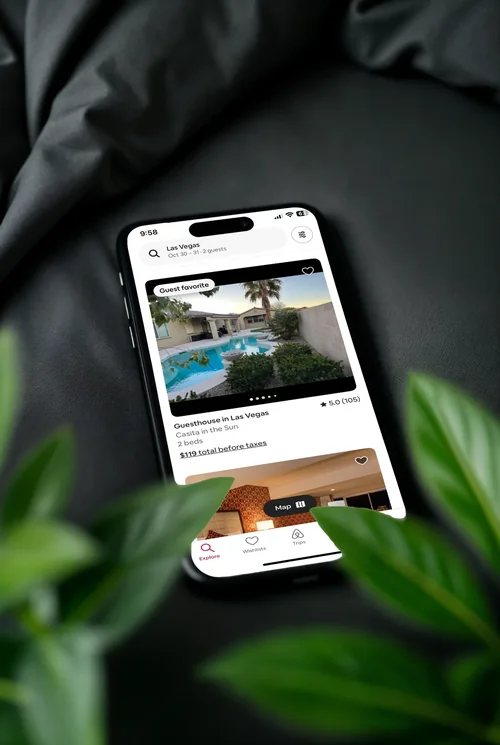 Black iPhone 16 Pro Max Mockup on Dark Gray Fabric