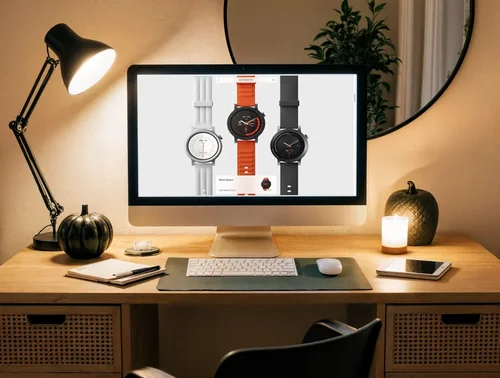 Modern Home Office Mockup with iMac and Cozy Decor