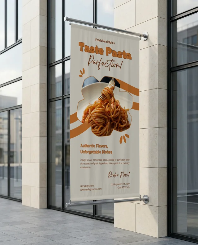 Modern Architectural Mockup of a Blank Vertical Banner