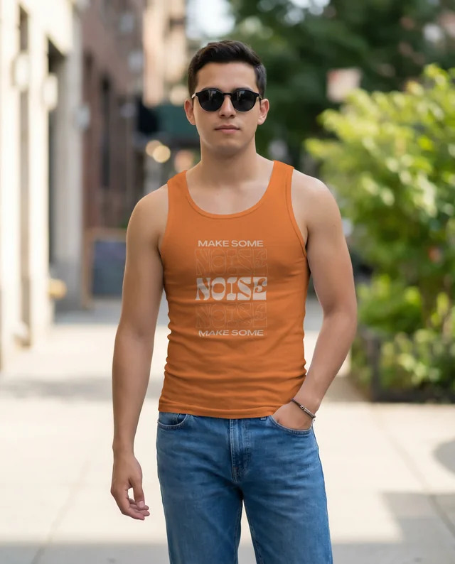 Confident Young Man in Stylish Tank Top Mockup