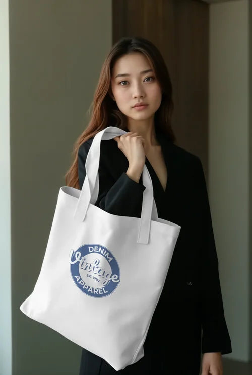 Modern Mockup of Stylish Cotton Tote Bag