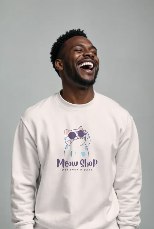 Joyful Man in a Soft Sweatshirt Mockup | Casual Style