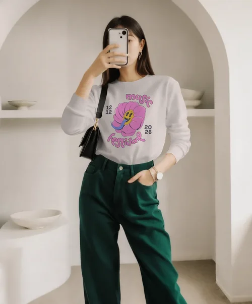 Stylish Sweatshirt Mockup in Minimalist Interior