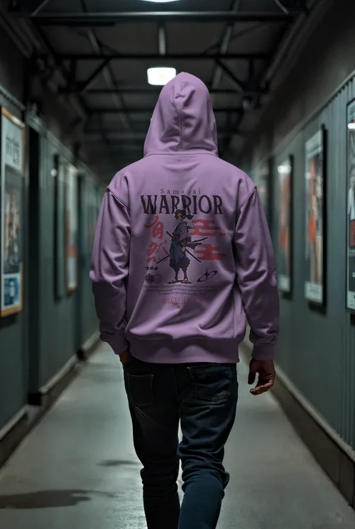 Mockup of a Hoodie in a Dimly Lit Colorful Corridor