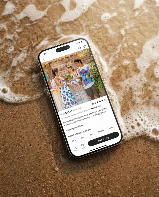 iPhone Mockup on a Serene Beach with Gentle Waves