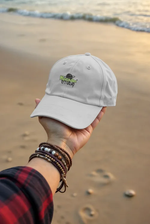 Mockup of a Stylish Hat Cap Against a Beach Sunset