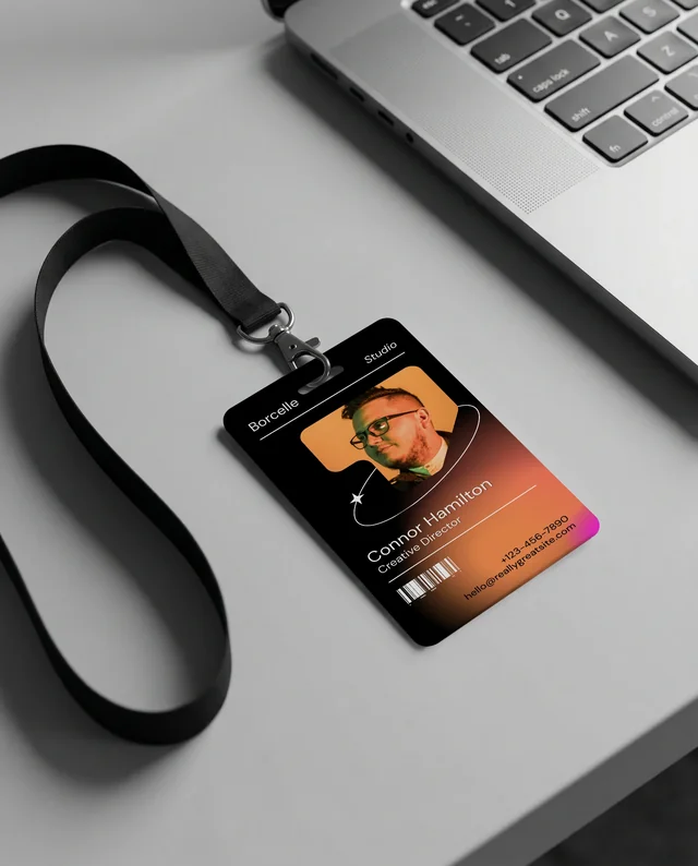 Minimalist Mockup of ID Card in Modern Workspace