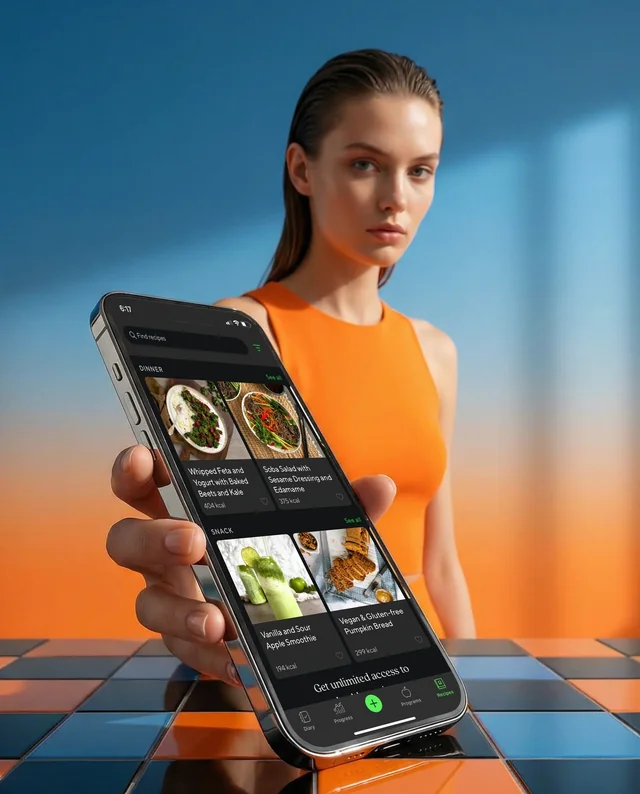 Modern iPhone Mockup with Stylish Young Woman