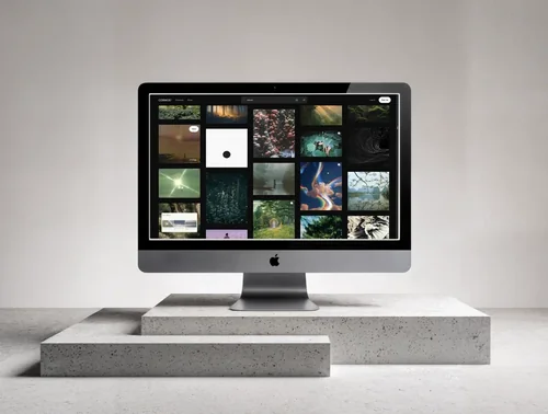 Sleek iMac Mockup on Modern Concrete Platforms