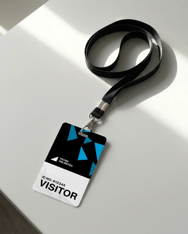 Elegant Black Lanyard Mockup with Blank ID Card Display
