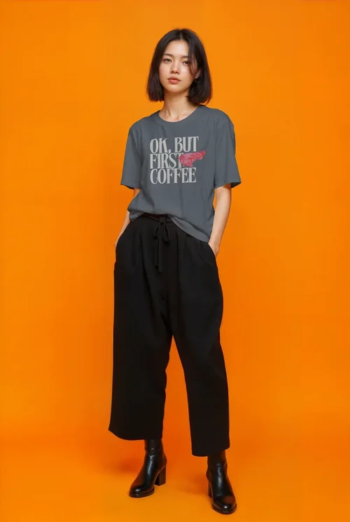 Vibrant Orange Background T-Shirt Mockup with Chic Colors