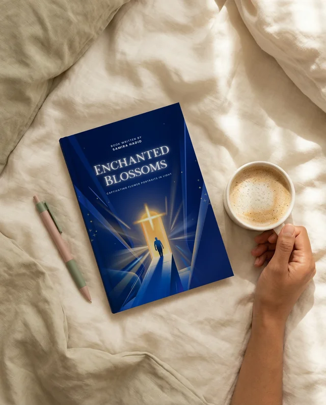 Cozy Bedroom Mockup Featuring a Book and Coffee