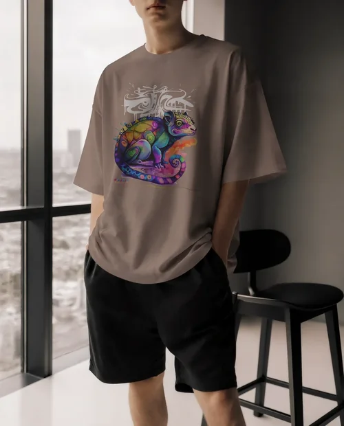 Stylish T-Shirt Mockup of a Young Man in Modern Setting