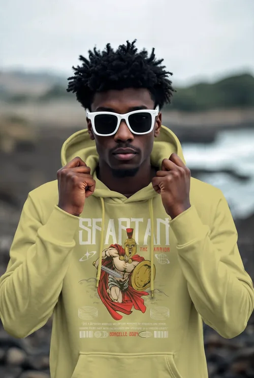 Stylish Hoodie Mockup with Coastal Background and Colors