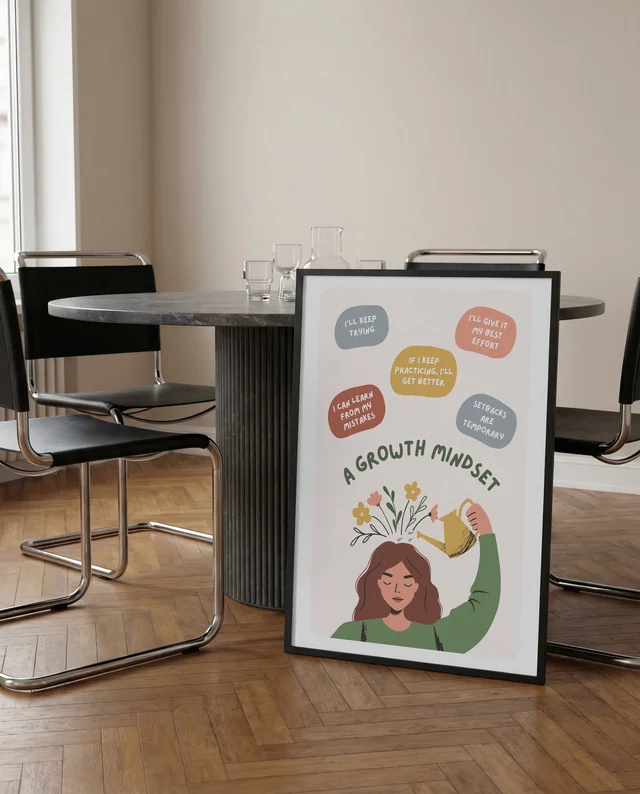 Modern Mockup Poster with Marble Table and Chairs