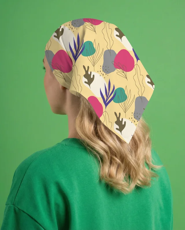 Stylish Mockup of a Woman in a Bandana and Sweatshirt