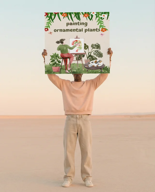 Minimalist Mockup Poster in Desert Landscape