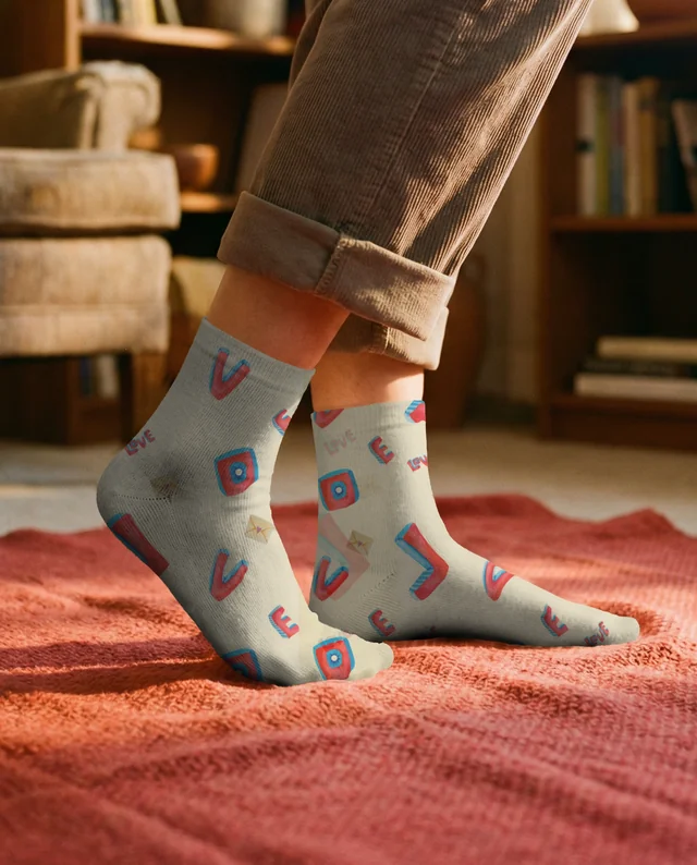 Cozy Indoor Mockup of Feet in White Socks on Rug