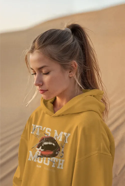 Serene Hoodie Mockup with Warm Desert Background Colors