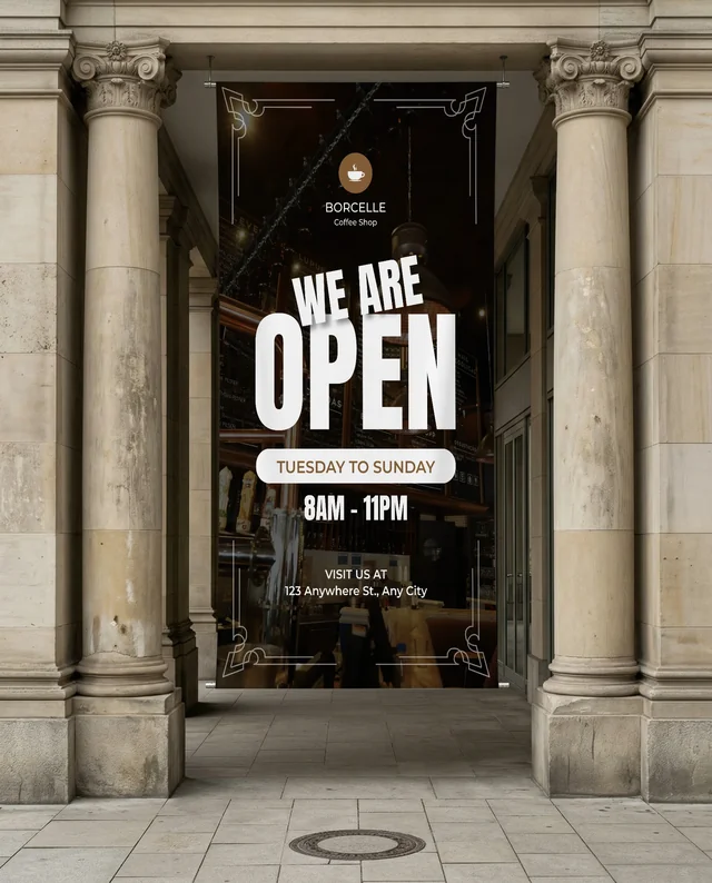 Elegant Architectural Entrance Mockup with Banner Display