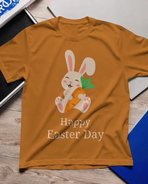 Elegant T-Shirt Mockup on Wooden Surface