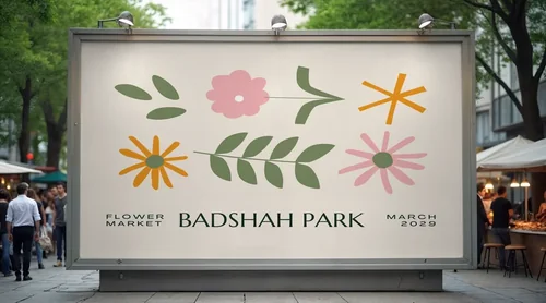 Urban Billboard Mockup Surrounded by Lively Streets