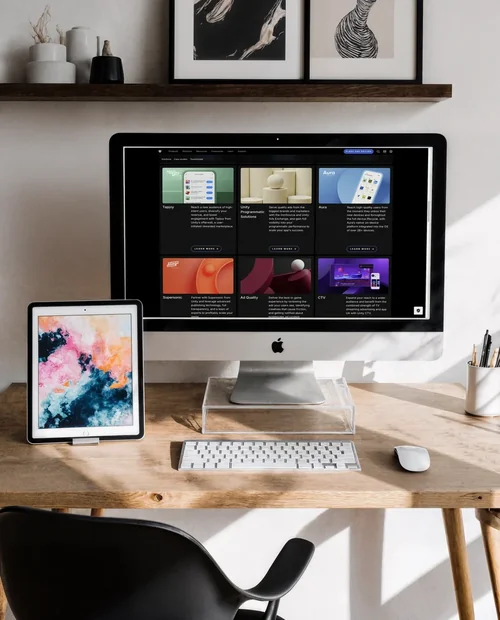 Modern iMac Mockup for a Serene Workspace Design