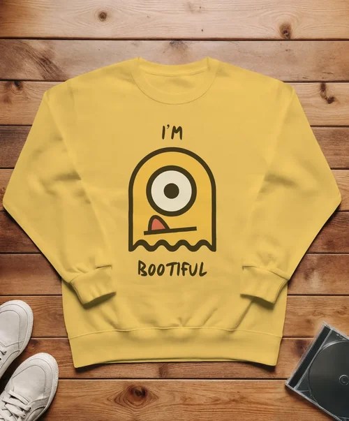 Minimalist Sweatshirt Mockup on Rustic Wooden Surface