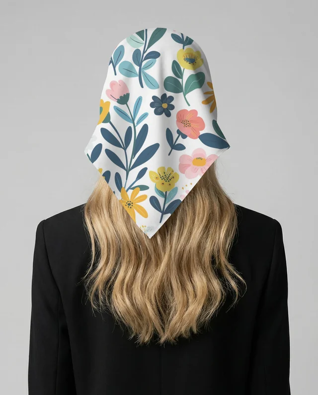 Elegant Bandana Mockup Featuring a Sophisticated Woman