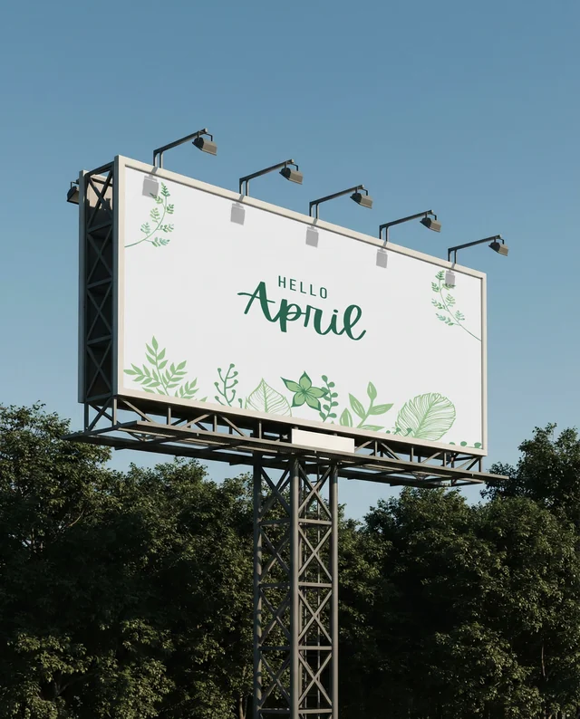 Mockup of a Billboard Against a Clear Blue Sky