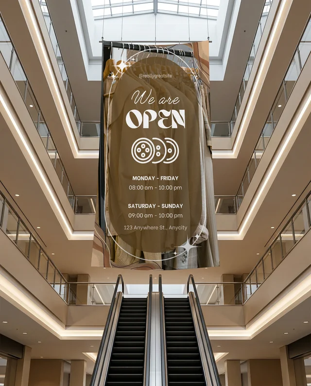 Modern Atrium Mockup with Elegant Hanging Banner Design