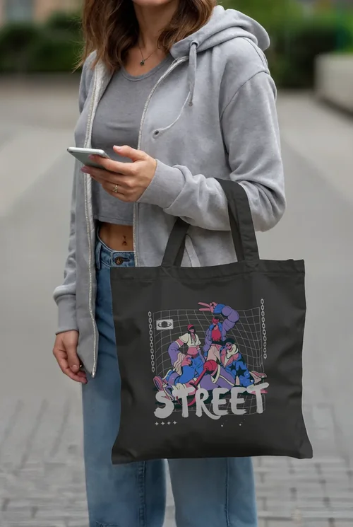 Urban Tote Bag Mockup for Stylish Young Women