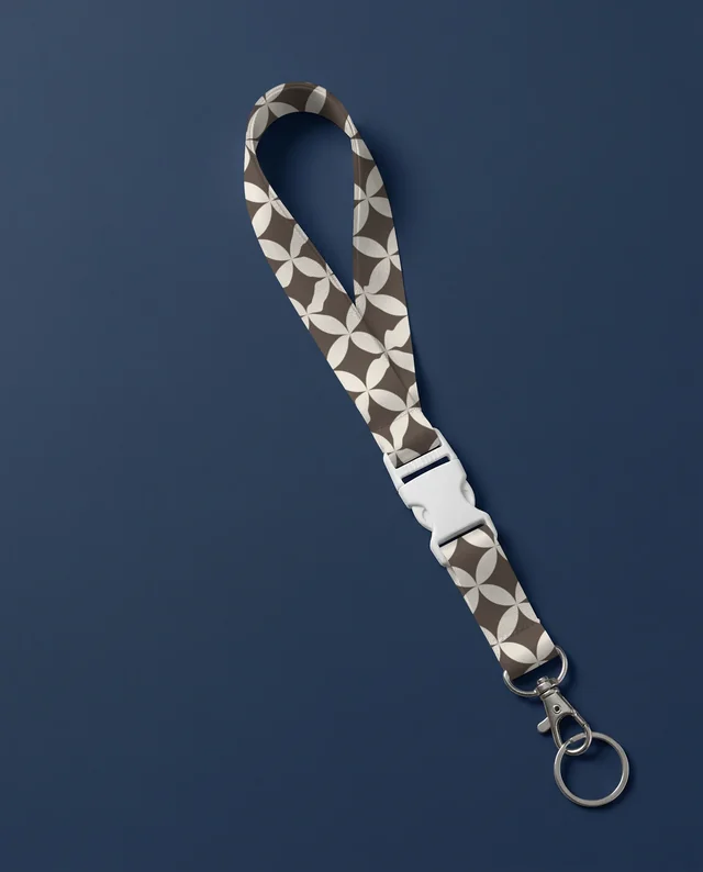 Elegant White Satin Lanyard Mockup on Navy Background