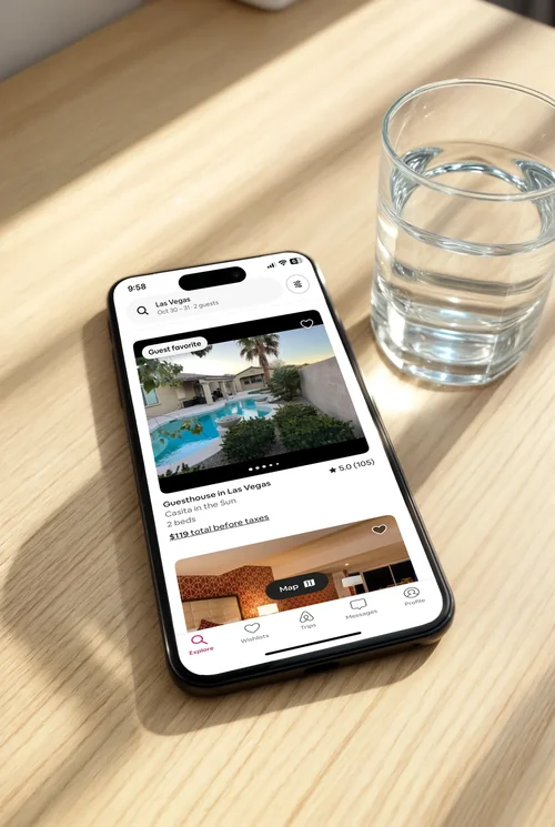 Black iPhone 16 Pro Max Mockup on Wooden Table