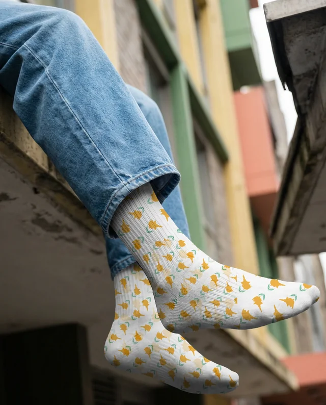 Casual Mockup of Legs in Denim Jeans and Socks