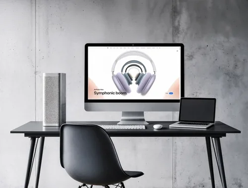 Sleek iMac Mockup in Minimalist Workspace Design