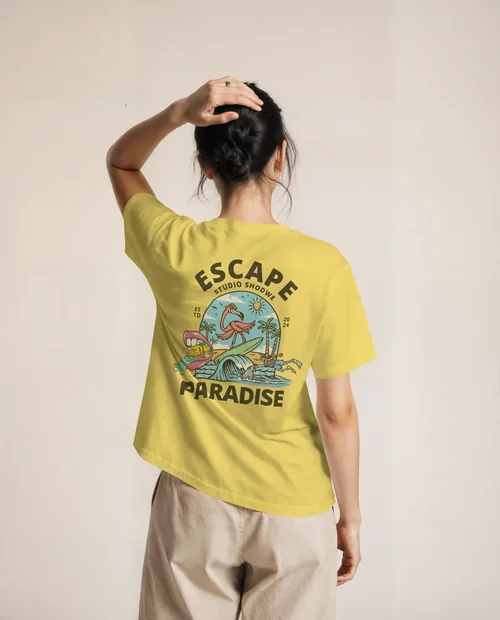 Relaxed T-Shirt Mockup of a Young Woman