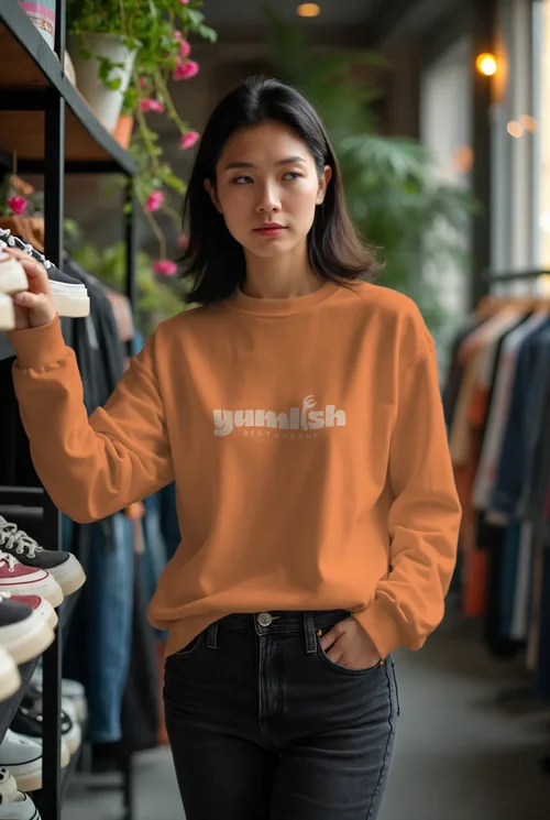 Mockup of Casual Sweatshirt in Contemporary Retail Setting