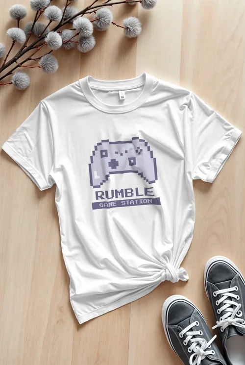 Mockup of a Stylish T-Shirt on Wooden Floor - Summer Vibe