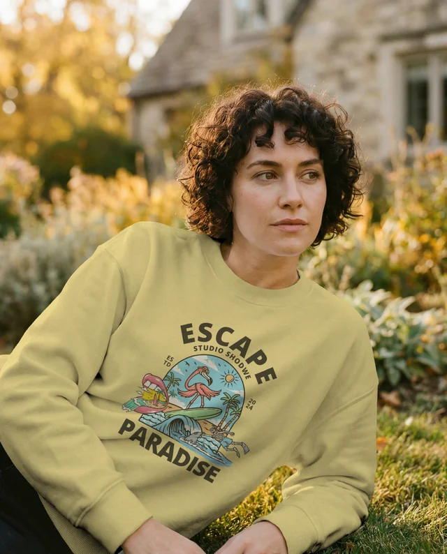 Casual Sweatshirt Mockup of a Thoughtful Young Woman