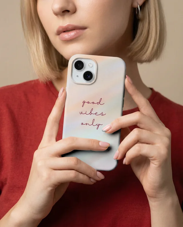 Stylish Mockup of a Young Woman with Phone Cover