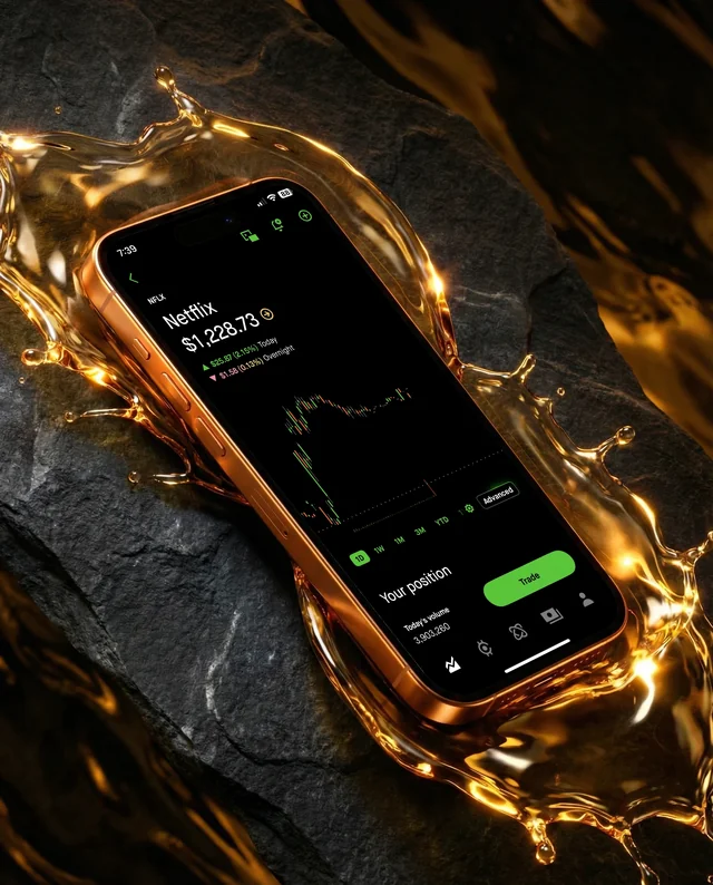 Sleek iPhone Mockup with Golden Liquid Splash