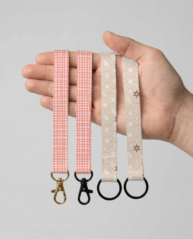 Elegant Lanyard Mockup with Metallic Clasps in Hand